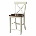 International Concepts International Concepts 24 in. X-Back Counter Height Stool - Almond S12-6132